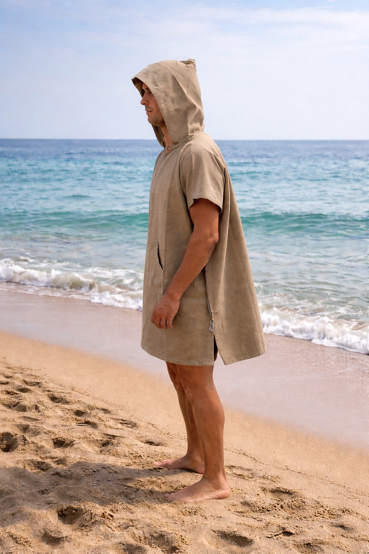 Poncho de plage beige foncé