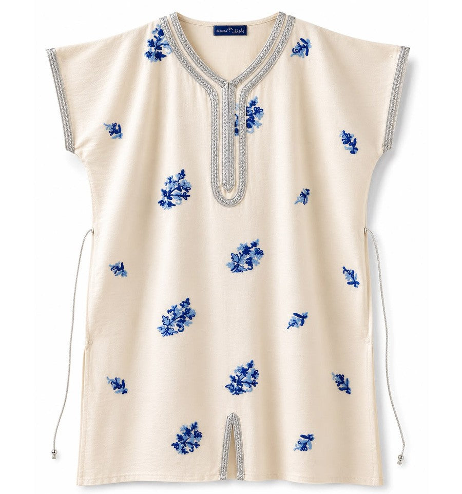 Azurblaues Brokat-Kaftankleid