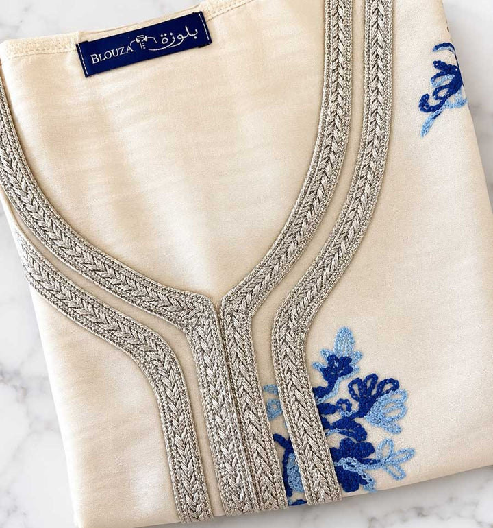 Azurblaues Brokat-Kaftankleid