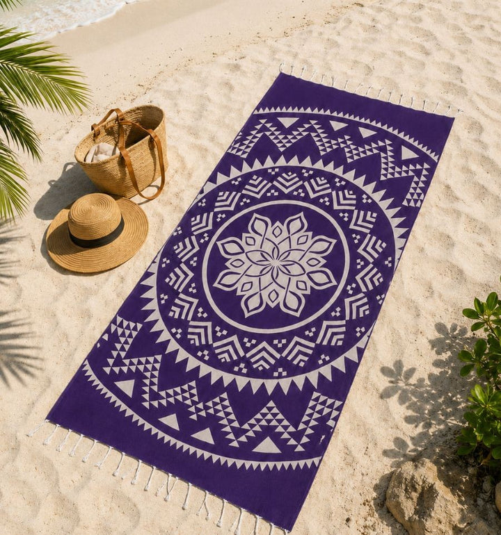 Bohemian purple beach towel