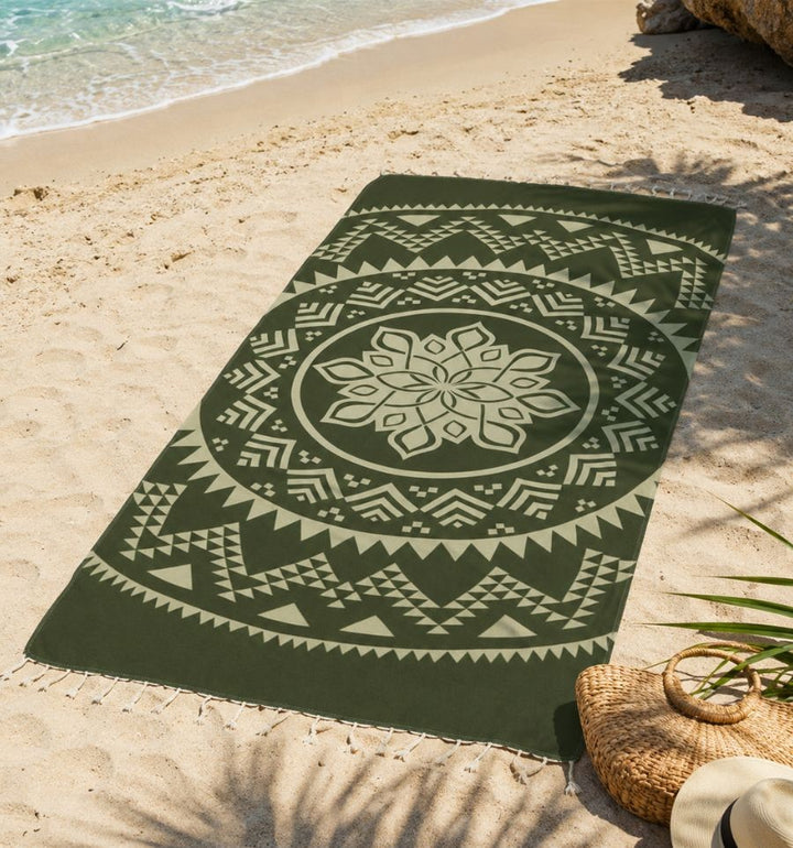 Telo mare Bohémien verde militare