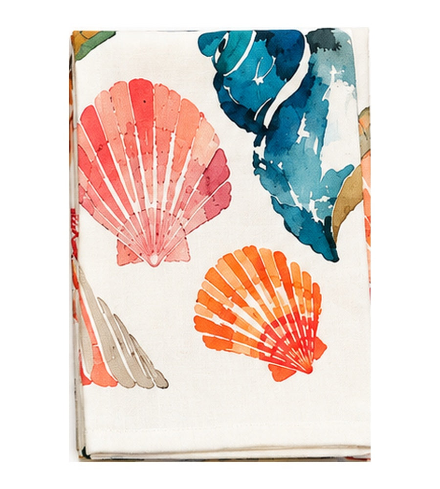 Torchon en coton crêpe – Coquillages colorés – 100 % coton crêpe, 36x54 cm