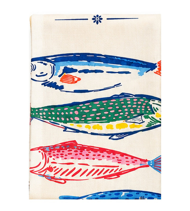 Torchon en coton crêpe – Poissons multicolores – 100 % coton crêpe, 36x54 cm
